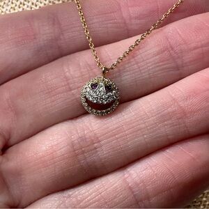 TAI IN LOVE GOLD AND RUBY EMOJI NECKLACE Pave and CZ